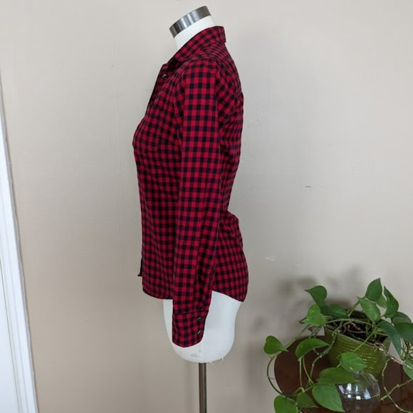 J. Crew The Perfect Shirt Red Black Plaid Flannel - Size XXS - Picture 3 of 9